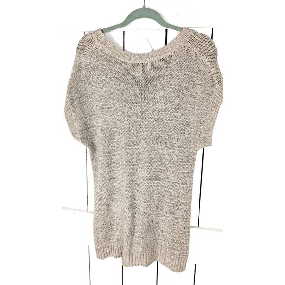 Beige chunky knit slouchy cap sleeve sweater top - Picture 4 of 4